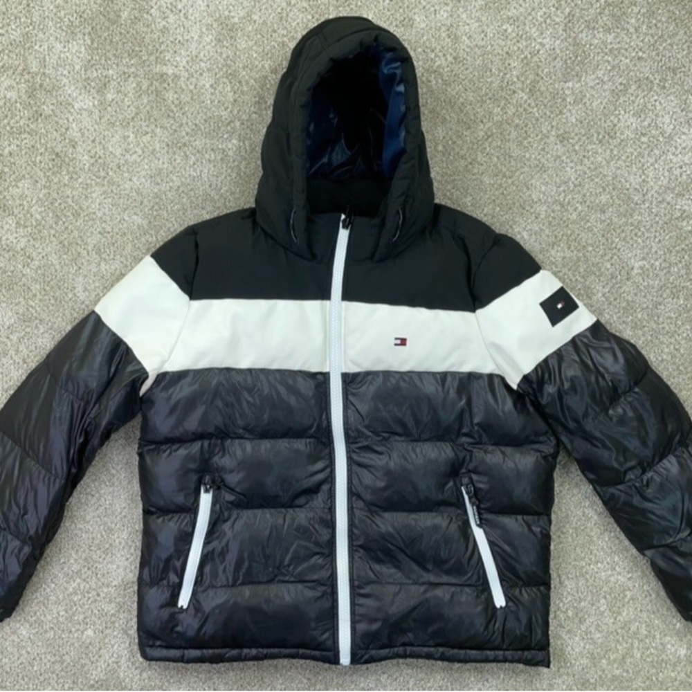 Tommy Hilfiger Black & White Hooded Puffer